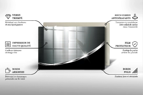 Tagliere in vetro temperato Astrazione con metallo