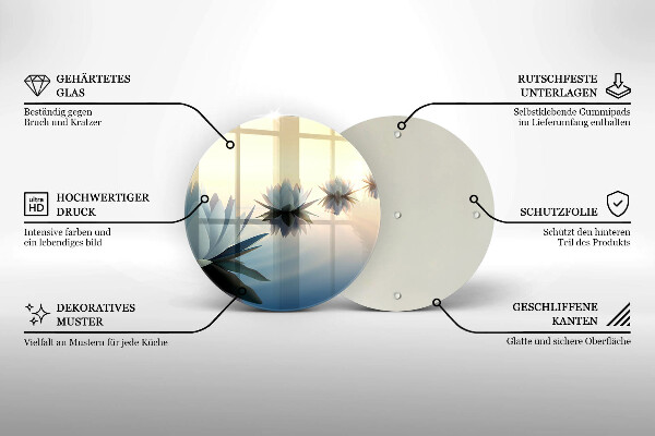 Tagliere in vetro Fiori di giglio sull'acqua