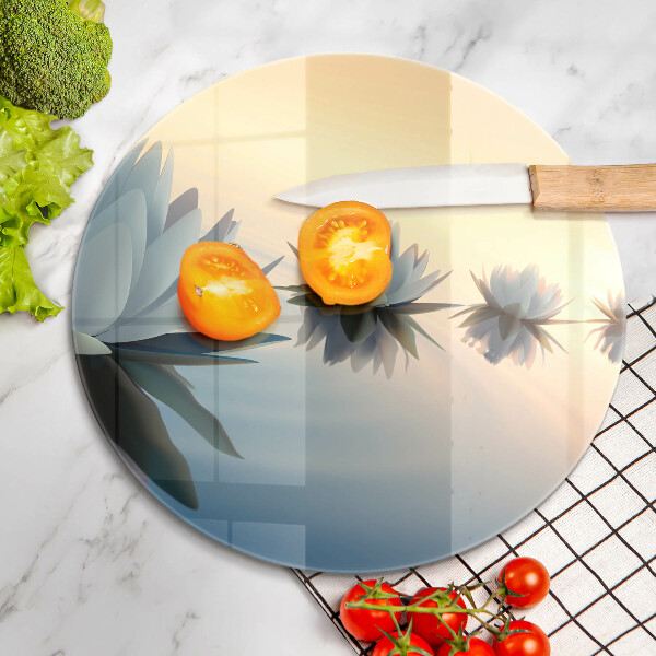 Tagliere in vetro Fiori di giglio sull'acqua