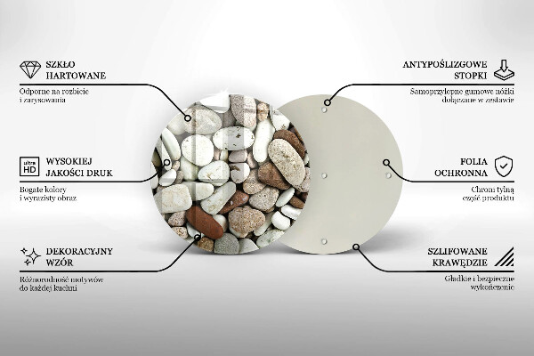 Tagliere in vetro Sfondo di piccole pietre