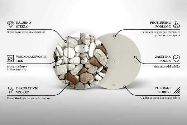 Tagliere in vetro Sfondo di piccole pietre