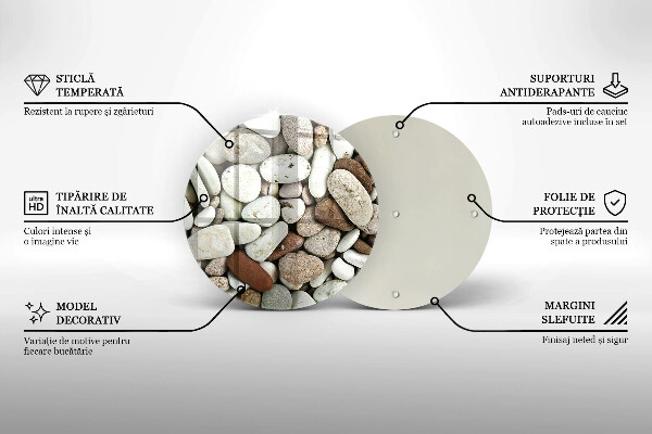 Tagliere in vetro Sfondo di piccole pietre