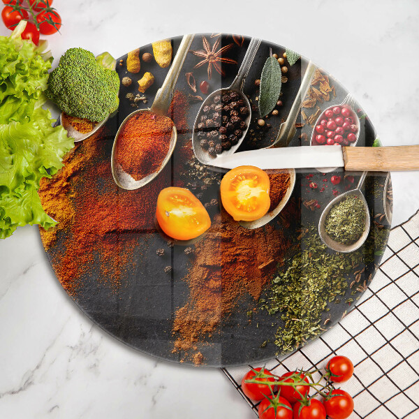 Tagliere in vetro Cucchiai con spezie