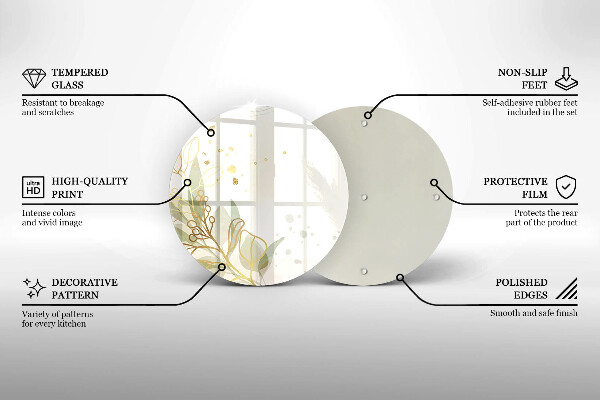Tagliere in vetro Acquerello e foglie d'oro