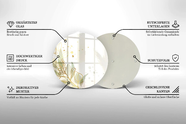 Tagliere in vetro Acquerello e foglie d'oro