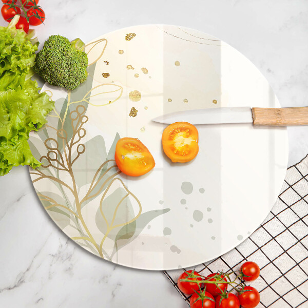 Tagliere in vetro Acquerello e foglie d'oro