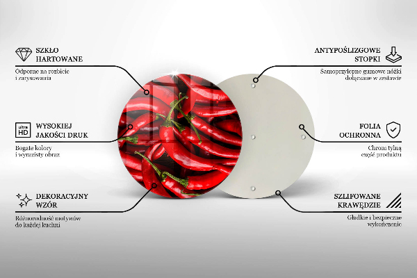 Tagliere in vetro temperato Peperoncini piccanti