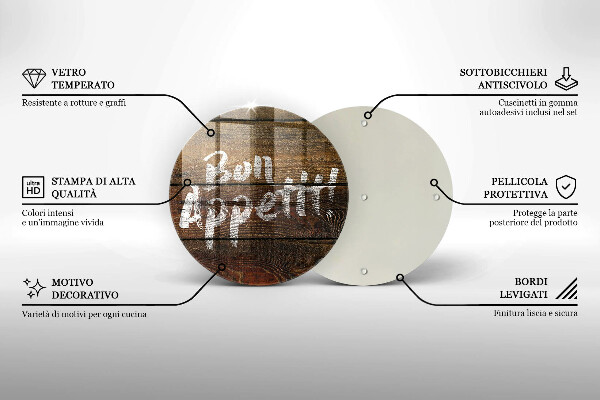 Tagliere in vetro Tabelloni per le iscrizioni Bon appetit