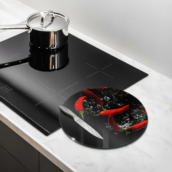 Tagliere in vetro Peperoncini in acqua