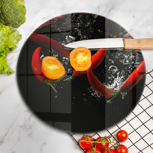 Tagliere in vetro Peperoncini in acqua