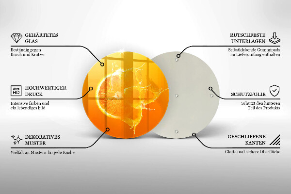 Tagliere in vetro Succoso frutto arancione