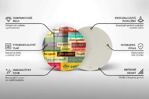 Tagliere in vetro Sottotitoli Buon appetito lingue