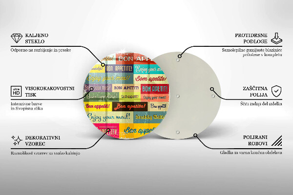Tagliere in vetro Sottotitoli Buon appetito lingue
