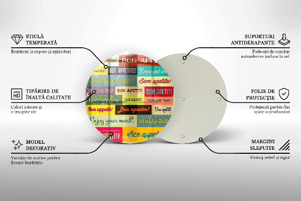 Tagliere in vetro Sottotitoli Buon appetito lingue