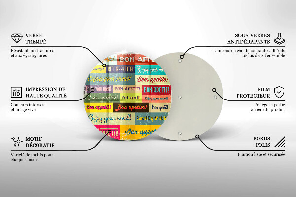 Tagliere in vetro Sottotitoli Buon appetito lingue