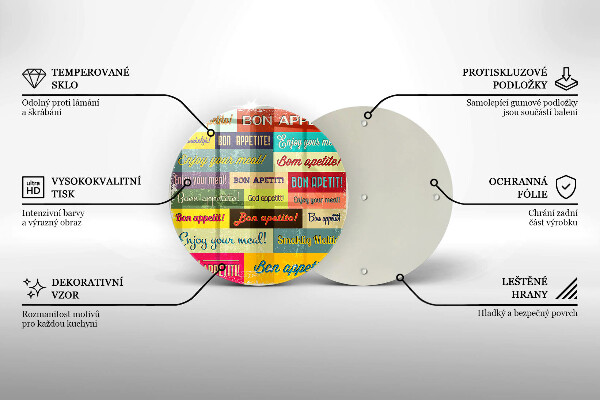 Tagliere in vetro Sottotitoli Buon appetito lingue