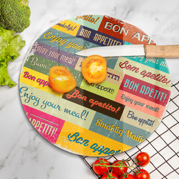 Tagliere in vetro Sottotitoli Buon appetito lingue