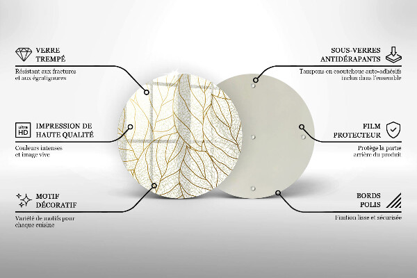 Tagliere in vetro Modello di foglie line-art