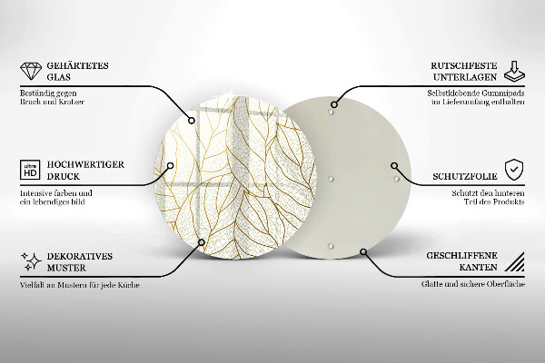 Tagliere in vetro Modello di foglie line-art