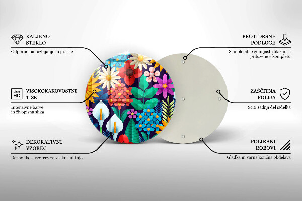 Tagliere in vetro Illustrazione del prato dei fiori