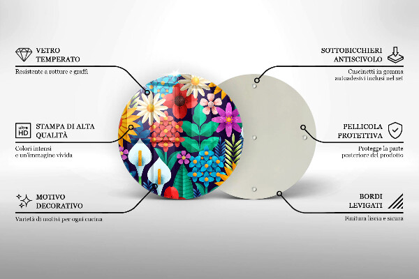 Tagliere in vetro Illustrazione del prato dei fiori