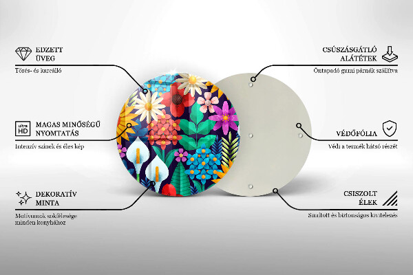 Tagliere in vetro Illustrazione del prato dei fiori