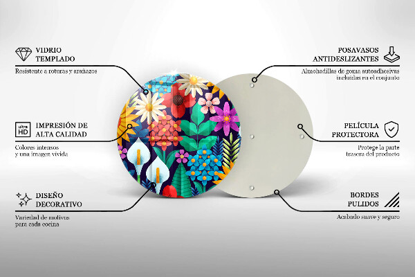 Tagliere in vetro Illustrazione del prato dei fiori