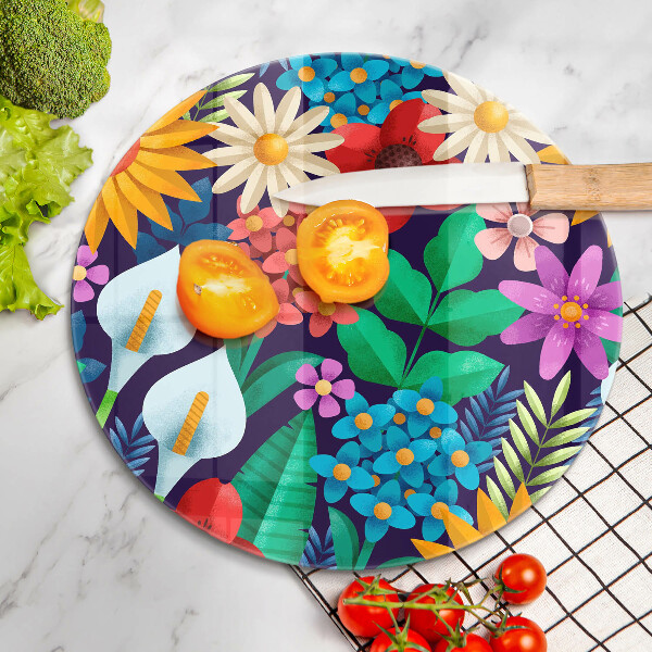 Tagliere in vetro Illustrazione del prato dei fiori