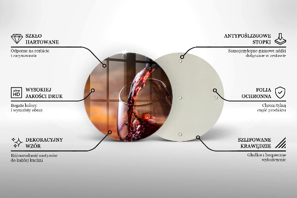 Tagliere in vetro Vino rosso e un bicchiere