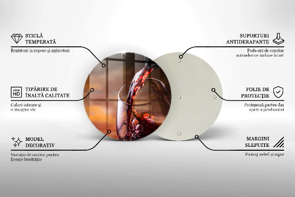 Tagliere in vetro Vino rosso e un bicchiere