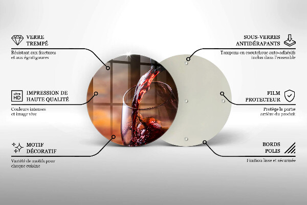 Tagliere in vetro Vino rosso e un bicchiere