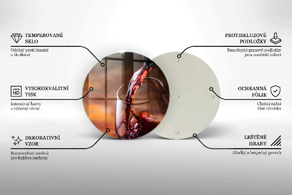 Tagliere in vetro Vino rosso e un bicchiere