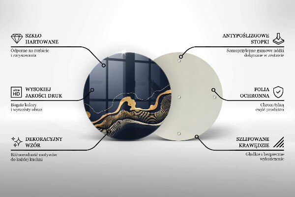Tagliere in vetro Linee dorate astratte
