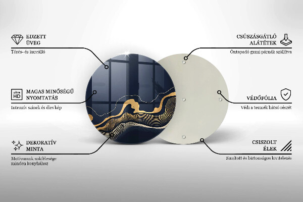 Tagliere in vetro Linee dorate astratte