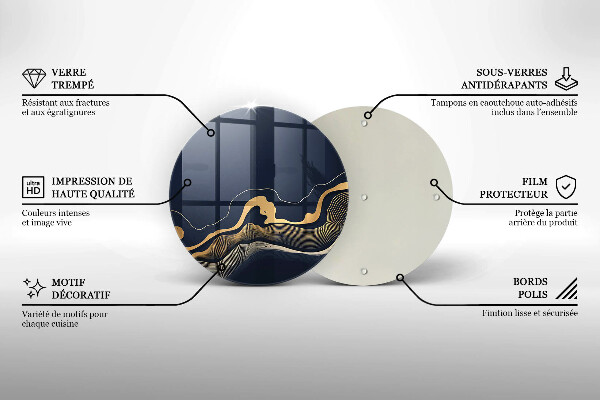 Tagliere in vetro Linee dorate astratte