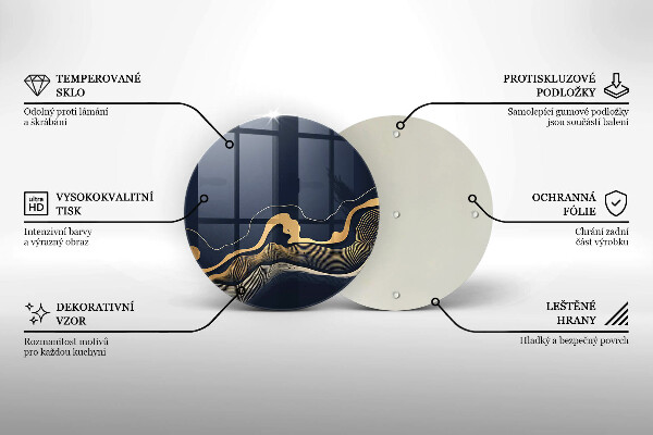 Tagliere in vetro Linee dorate astratte