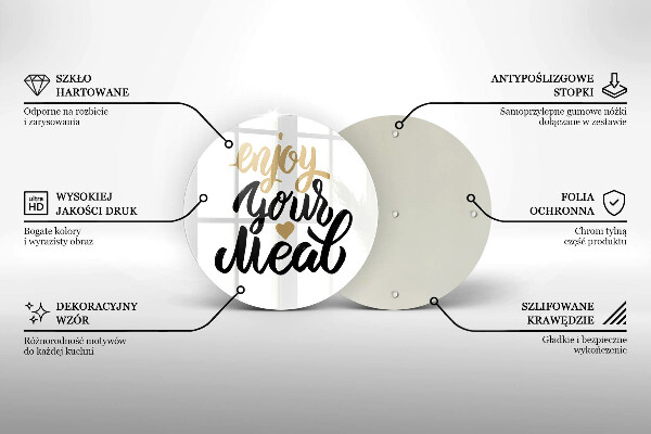 Tagliere in vetro Iscrizione Enjoy your meal