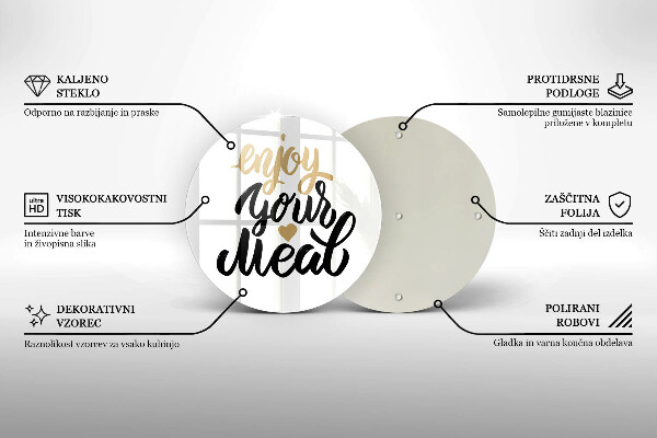 Tagliere in vetro Iscrizione Enjoy your meal