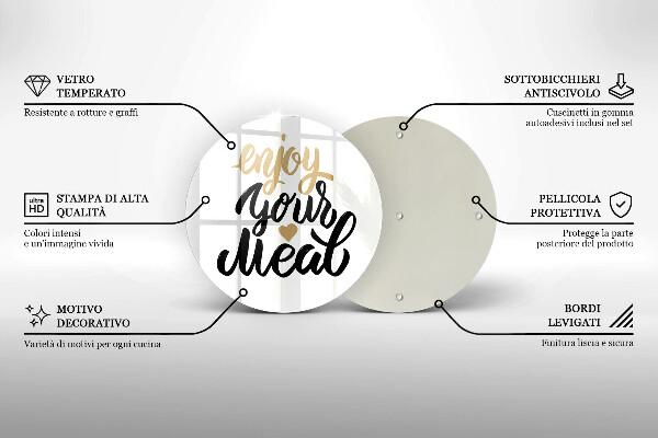 Tagliere in vetro Iscrizione Enjoy your meal