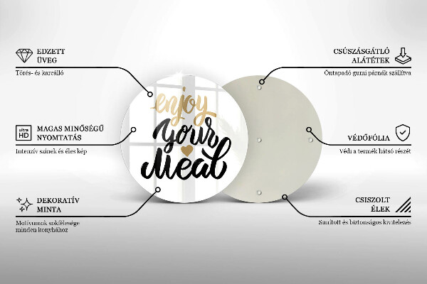 Tagliere in vetro Iscrizione Enjoy your meal