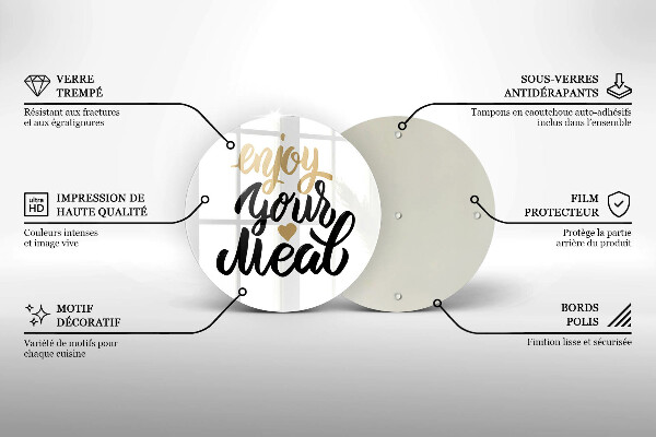 Tagliere in vetro Iscrizione Enjoy your meal