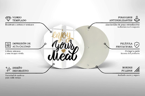 Tagliere in vetro Iscrizione Enjoy your meal