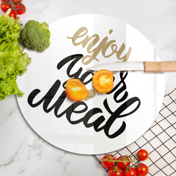 Tagliere in vetro Iscrizione Enjoy your meal
