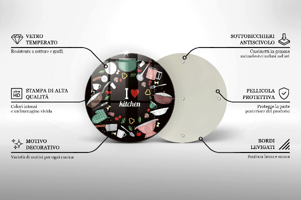 Tagliere in vetro Illustrazione Amo la cucina