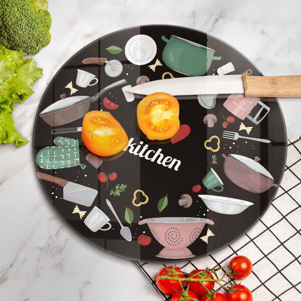 Tagliere in vetro Illustrazione Amo la cucina