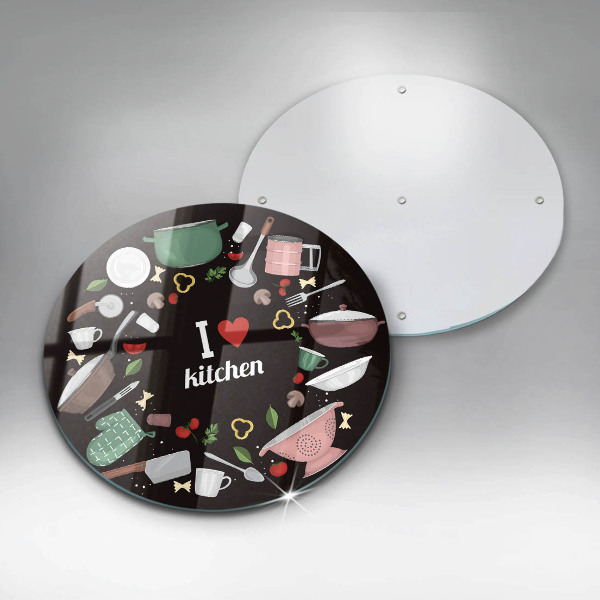 Tagliere in vetro Illustrazione Amo la cucina