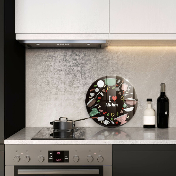 Tagliere in vetro Illustrazione Amo la cucina