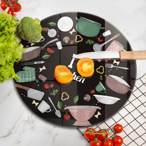 Tagliere in vetro Illustrazione Amo la cucina
