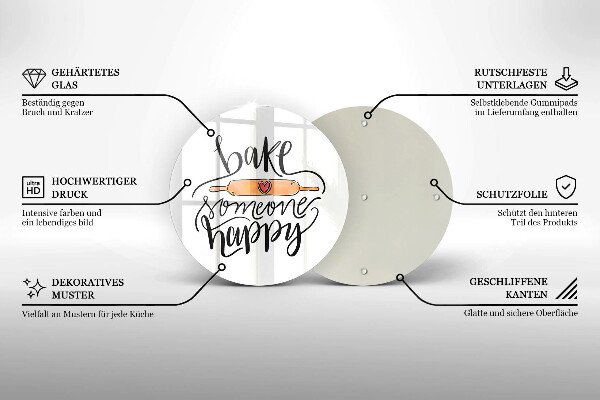 Tagliere in vetro Cuocere qualcuno felice