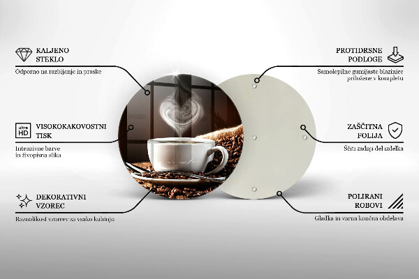 Tagliere in vetro Caffè e una tazza